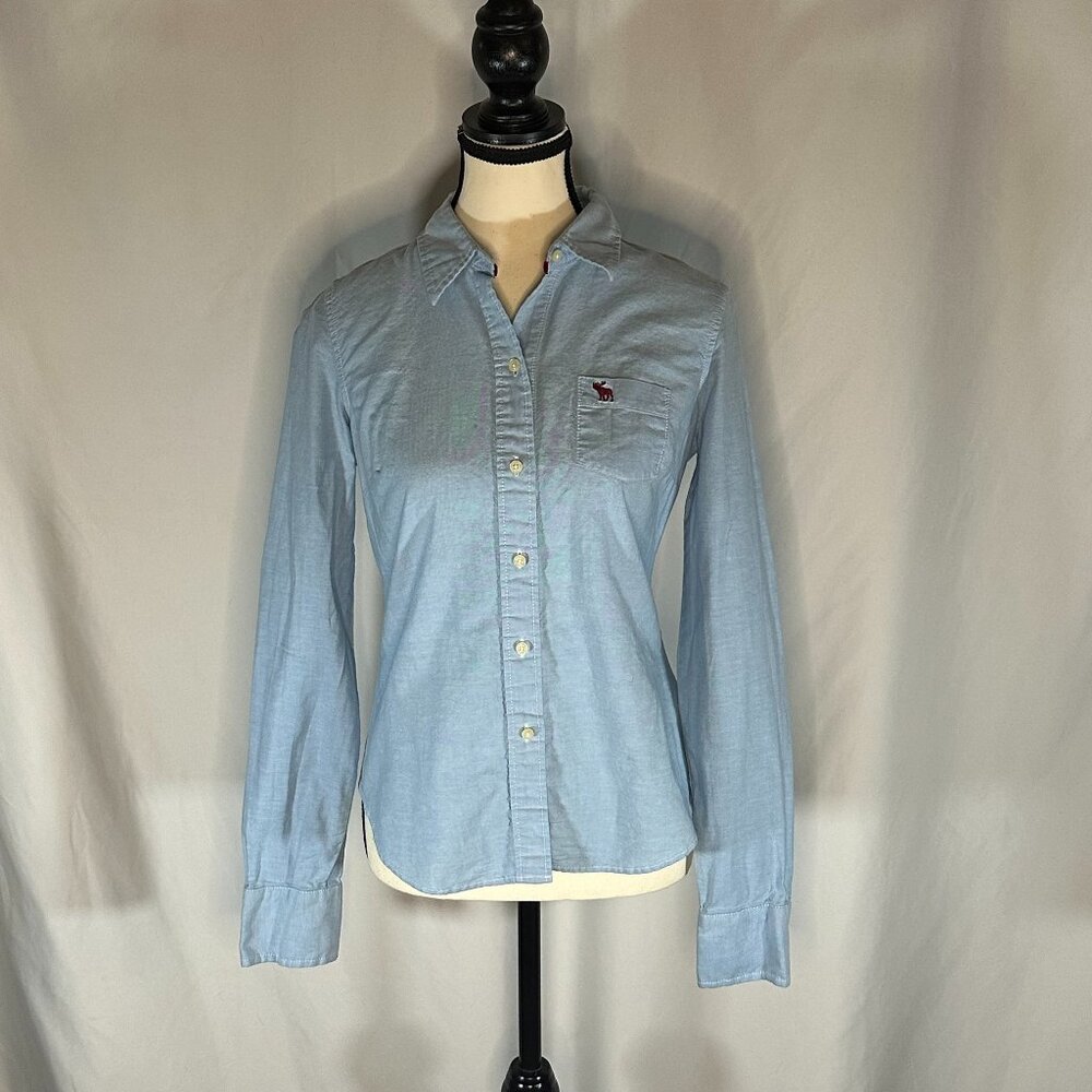 Abercrombie and Fitch - Chambray Button Up Top Women's Size Med Y2K Denim - Picture 7 of 9